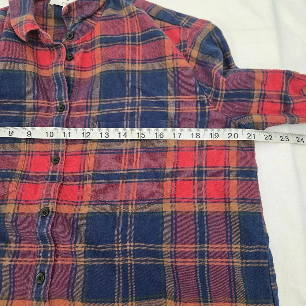 Madewell Oversized Ex-Boyfriend Flannel Shirt Plaid Red Navy Button Down Women S - Picture 6 of 10
